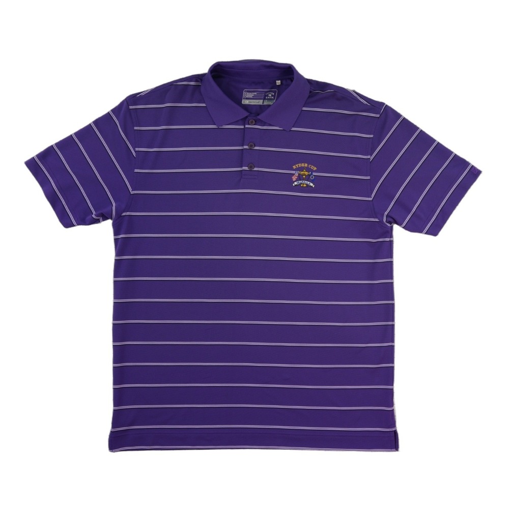 Cutter & Buck Men's Size Large Purple Striped Ryder Cup Valhalla Golf Polo Shirt